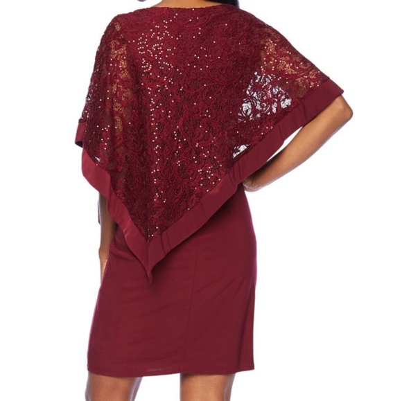 Wine red capped dress - Picture 2 of 7